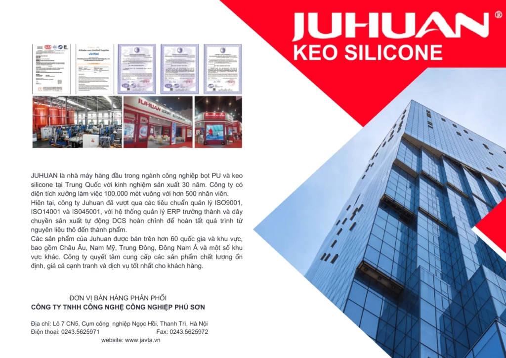 Bìa tài liệu Catalogue keo & silicone Juhuan - Phú Sơn Group