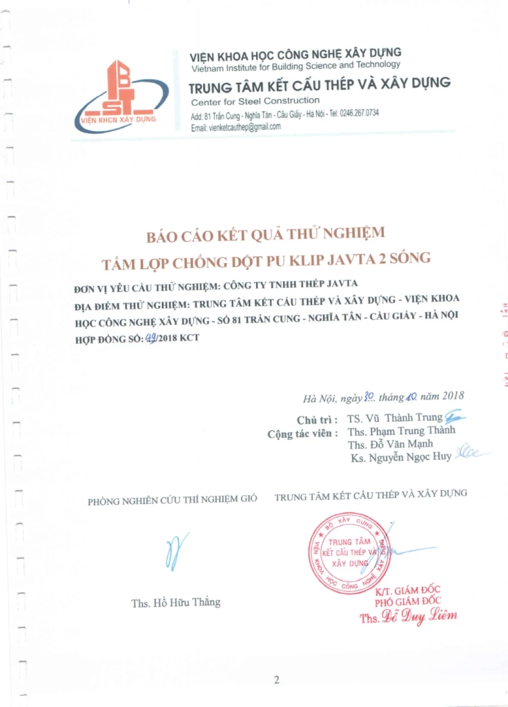 Bìa tài liệu 49-2018-2S — Thí nghiệm chịu gió cấp 12-13 (tấm 25-46 mm) - Phú Sơn Group