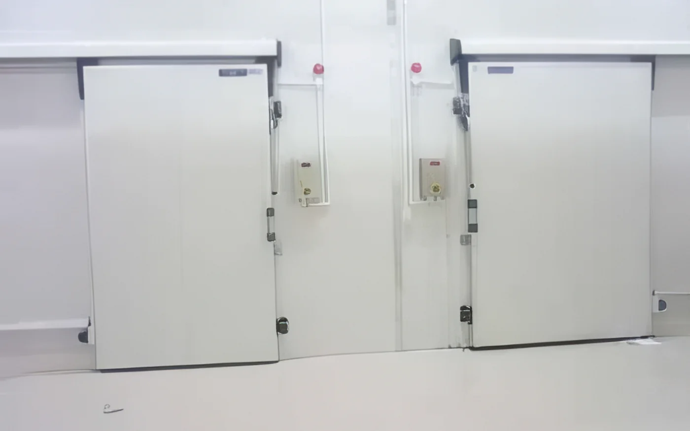 A run of installed cold storage doors