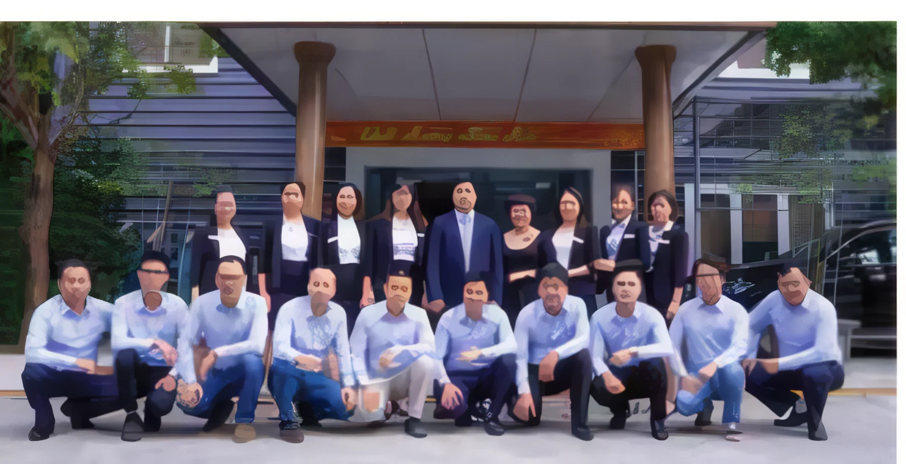 The Phu Son office team outside the company office