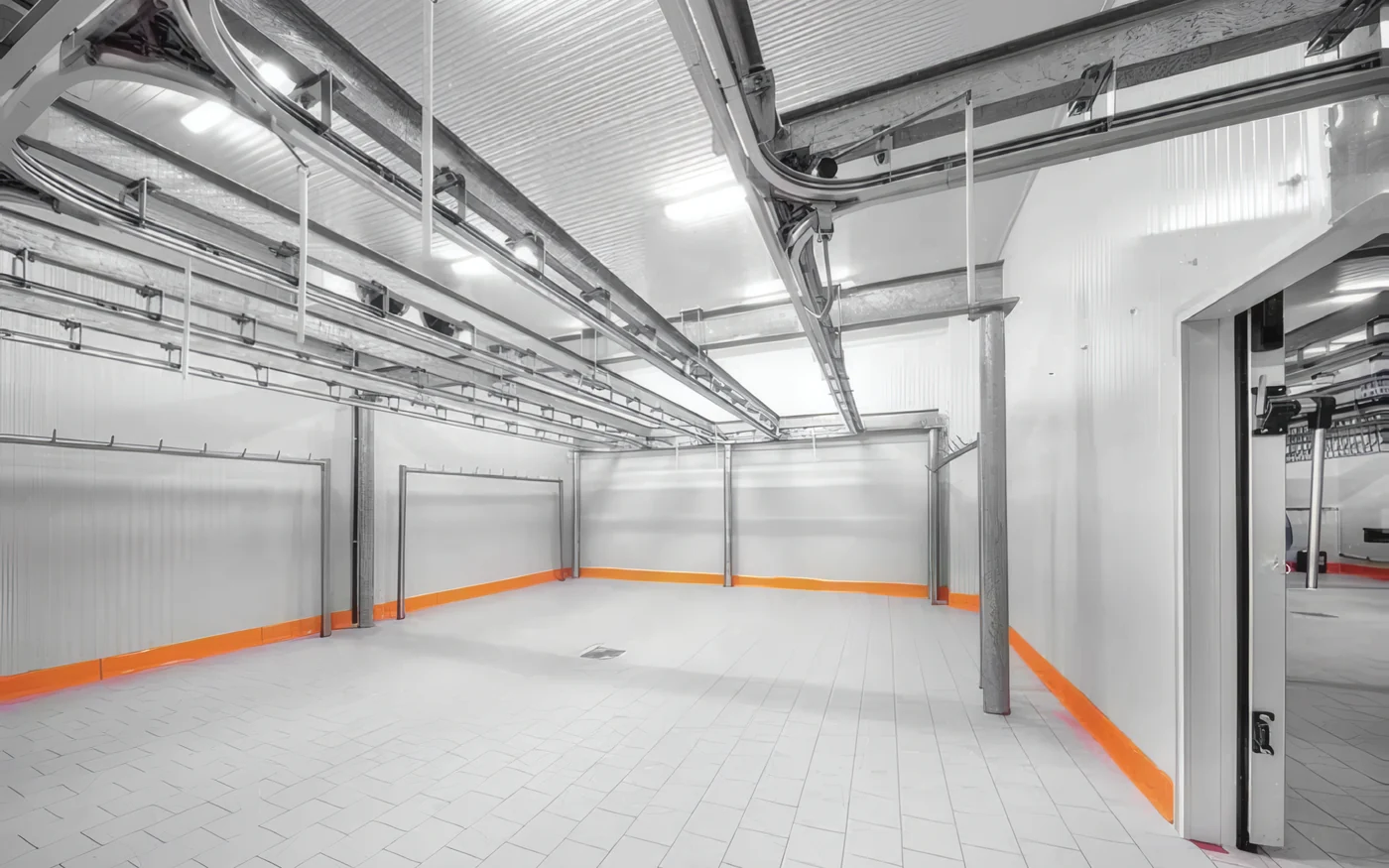 A corridor inside an industrial cold store