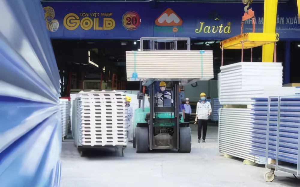 A forklift moving stock at the JAVTA warehouse