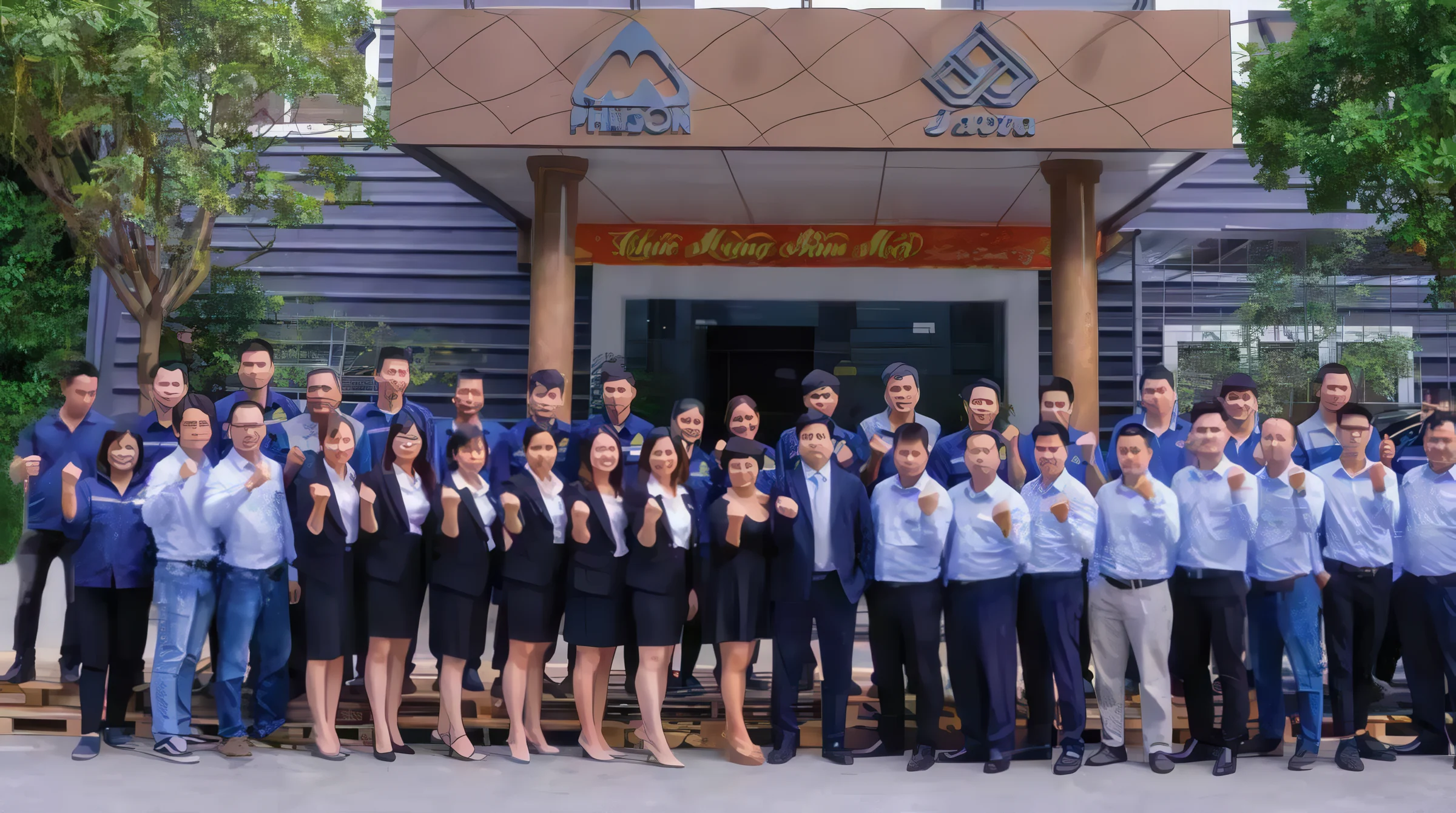 The Phu Son team outside the head office