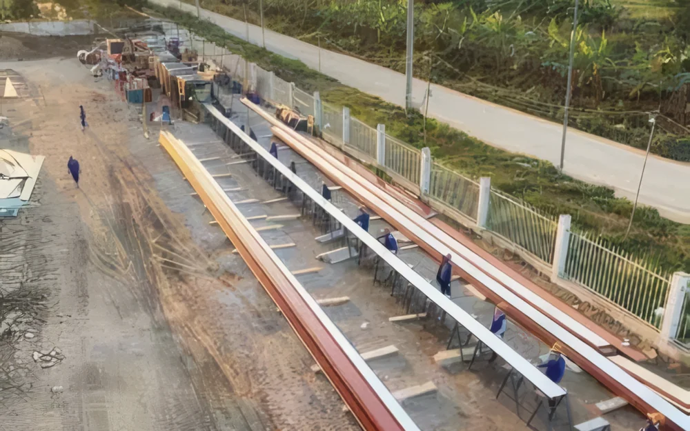 Steel structure work on site