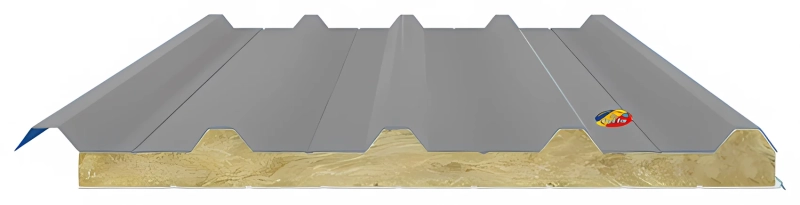 Tấm lợp Rockwool 5 sóng 3 lớp 2 mặt tôn